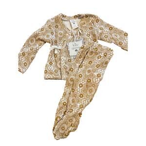 NWT Kate Quinn Nairobi Lace Kimono Pajamas Footed Organic Cotton 0-3m